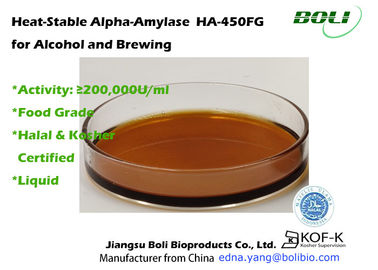 Amílase-alfa de alta temperatura HA-450FG 200000U/ml de China das enzimas da fabricação de cerveja com o Certificcate Halal e kosher