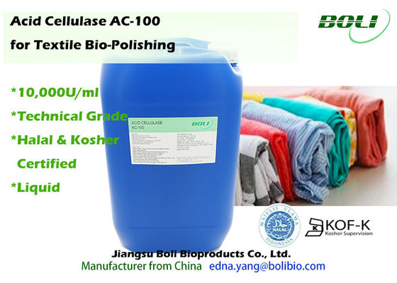 C.A. ácida do Cellulase das enzimas líquidas de Biopolishing - 100 para a matéria têxtil