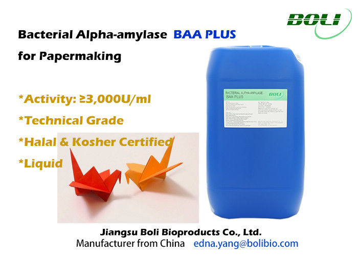 Amílase-alfa bacteriana líquida certificada Halal extensamente na fabricação de papel