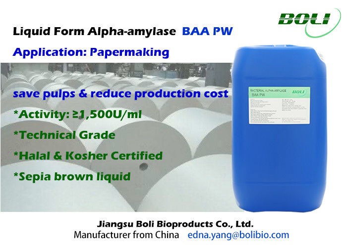 Poupança de despesas de baixa temperatura do picowatt da enzima da amílase-alfa do formulário líquido para a fabricação de papel