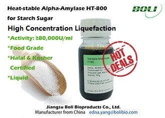 Liquefação da concentração alta de HT-800 80000 U/Ml Alpha Amylase Enzyme Heat Stable