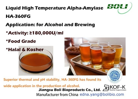 Temperatura 180000 U/Ml do HA 360FG Alpha Amylase Enzyme Liquid High