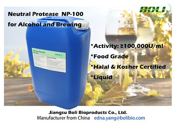 Enzima neutra NP-100 do Protease da fabricação de cerveja para o líquido 100000 U/Ml do álcool