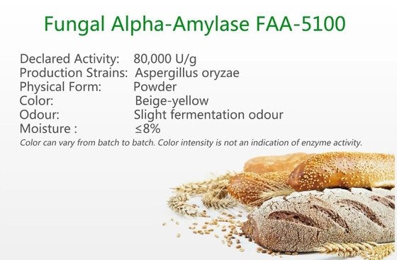 Alpha Amylase fungosa FAA-5100 para cozer o pó da enzima 80000U/G
