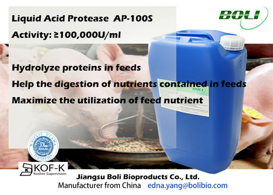 O animal ácido líquido da enzima do Protease 100000u/Ml alimenta aditivo Hydrolyze proteínas C.A. alta