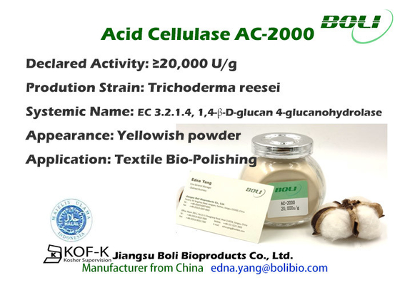 De matéria têxtil ácida da enzima do Cellulase do pó concentração alta de Biopolishing