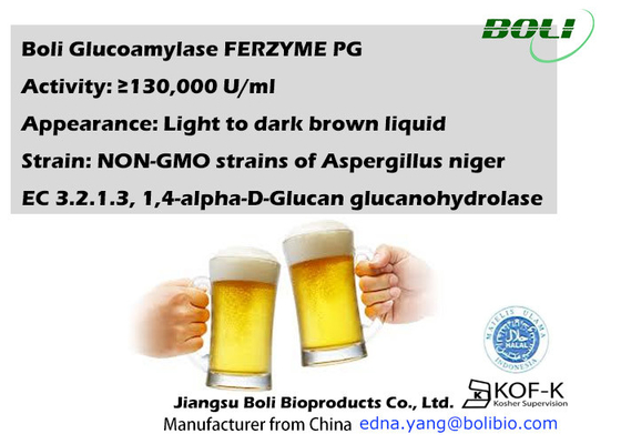 Enzima líquida 130000U/Ml do Glucoamylase do produto comestível para o vinagre do molho de soja